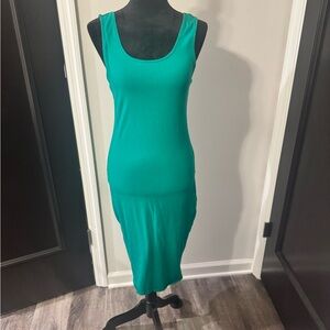 Planet Gold Teal Sleeveless Bodycon Midi Dress Size L